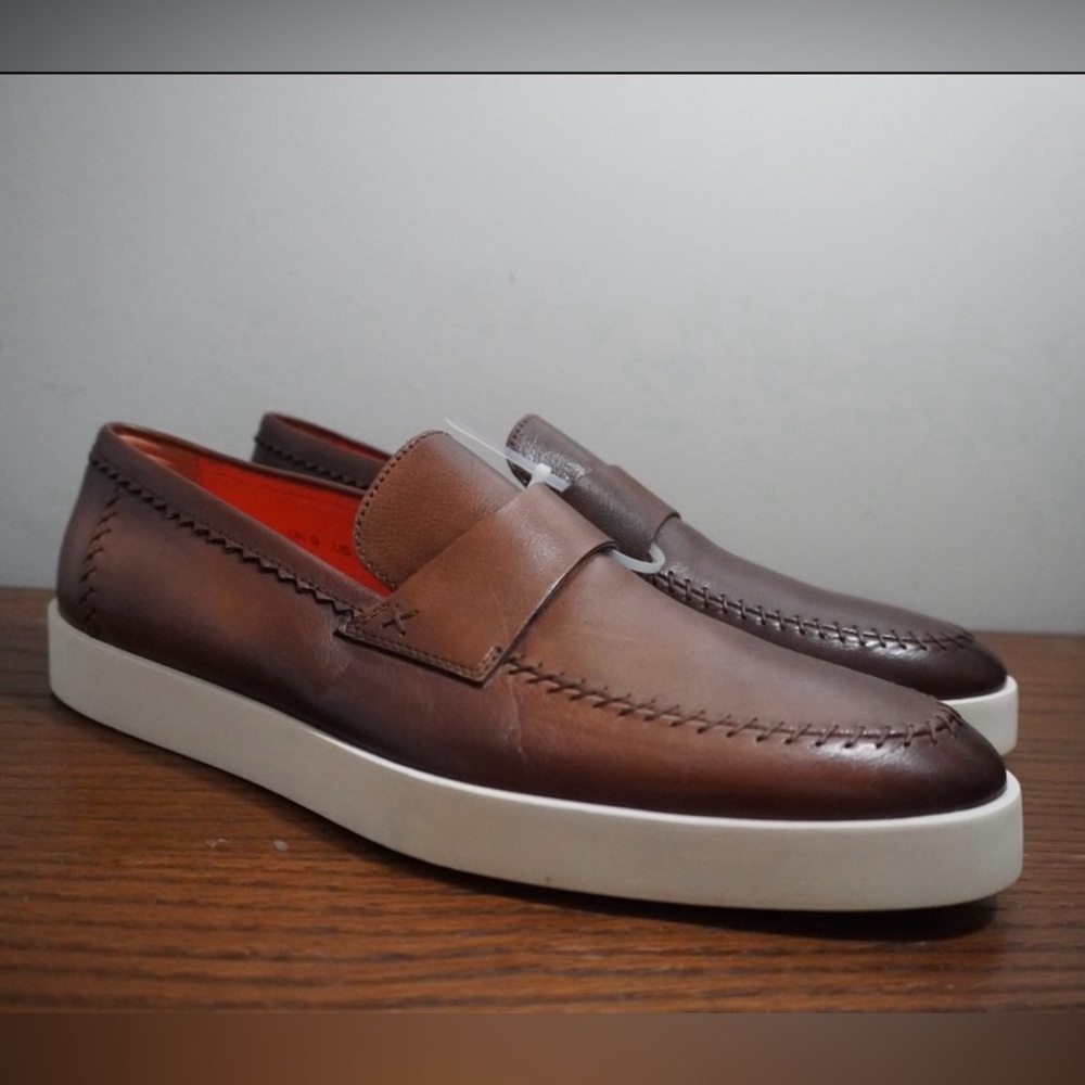 Santoni Men's Brown Calfskin Loafers